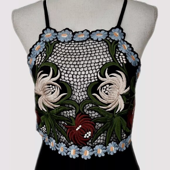 NWOT Cleobella Floral Embroidered Black Summer Dress Handmade Small - Picture 3 of 6